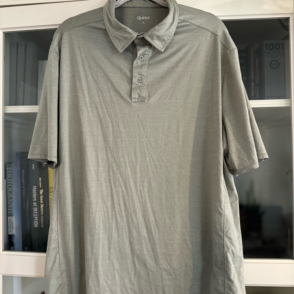 Quince Flowknit Breeze Performance Polo / Heather Aloe / XL